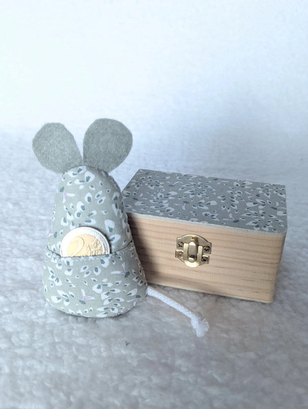 Souris et boîte à dent de lait - grise
