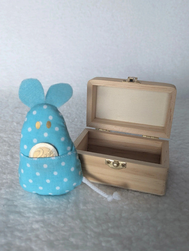 Souris et boîte à dent de lait - pois bleu