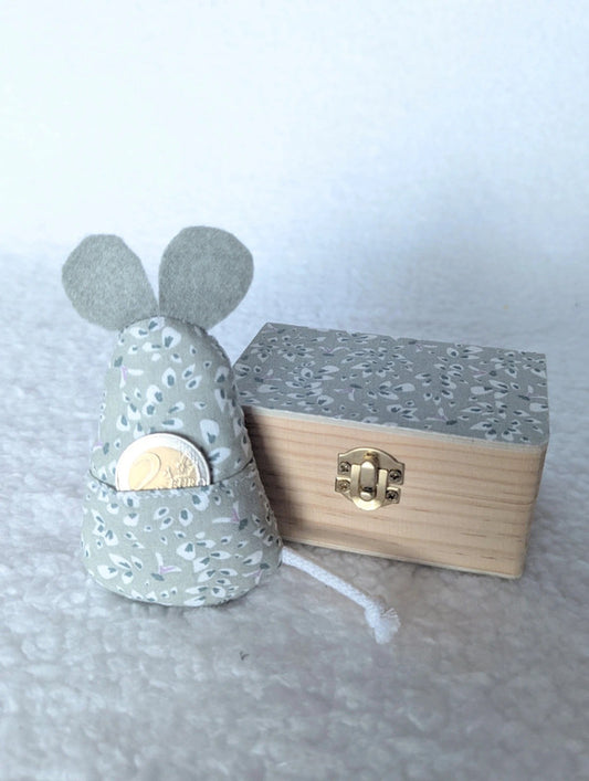 Souris et boîte à dent de lait - grise